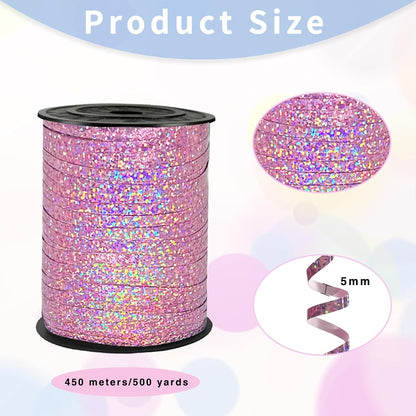 Rainbow Curling Ribbon, 500 Yard Metallic Shiny Curling Ribbon, 1/5" for Presents, Balloons, Parties & Festivals