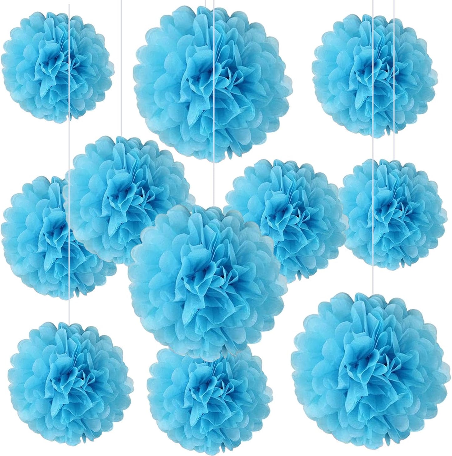 20 PCS Orange Tissue Paper Pom Poms, Tissue Pom Poms Flowers, Sizes of 6", 10", 12", 14" Hanging Paper Flower Ball for Wedding, Birthday, Halloween, Christmas, Baby Shower Party Decor