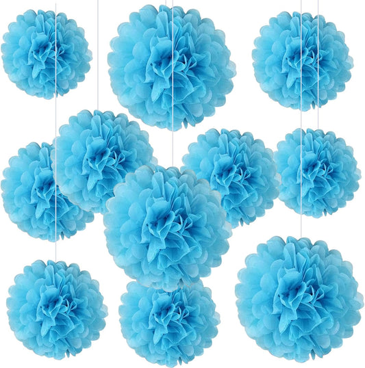 20 PCS Orange Tissue Paper Pom Poms, Tissue Pom Poms Flowers, Sizes of 6", 10", 12", 14" Hanging Paper Flower Ball for Wedding, Birthday, Halloween, Christmas, Baby Shower Party Decor