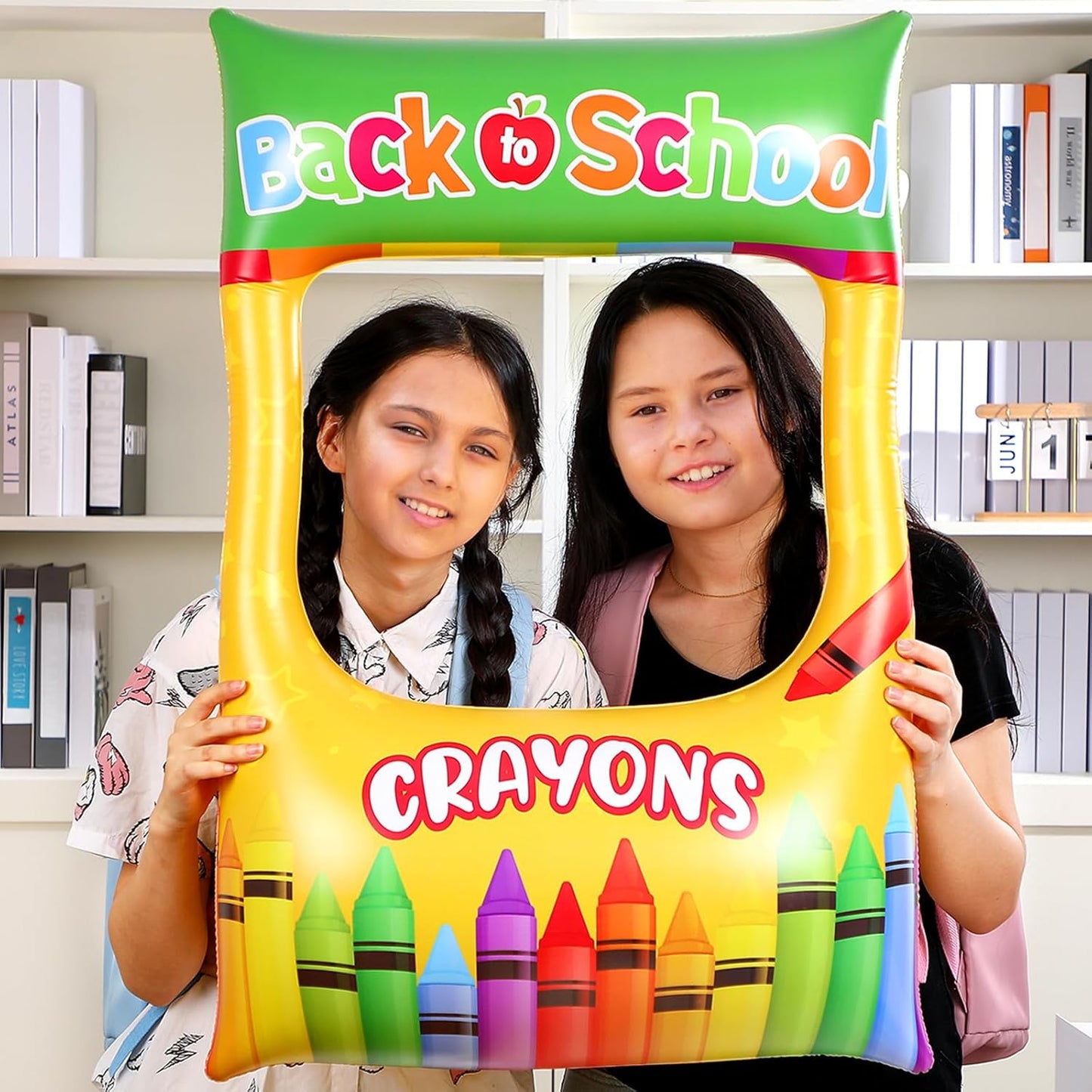 Back to School Decorations Inflatable Balloons Photo Booth Props Frame 40'' Apple Photo Props Pencil Selfie Frame Welcome First Day of School Picture Selfie for Party Decoration(Apple)