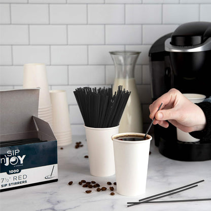Coffee Stirrers Sticks, Disposable Plastic Drink Stirrer Sticks, 1000 Stirrers, Use It As A Coffee Straws Or A Cocktail Mixers (Black, 5-Inch (Pack of 1)