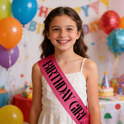 Birthday Girl Sash, Pink Foil White Birthday Sash for Girl Sweet 16th 18th 20th 21st 30th Fun Birthday Party Gifts Favors Decorations