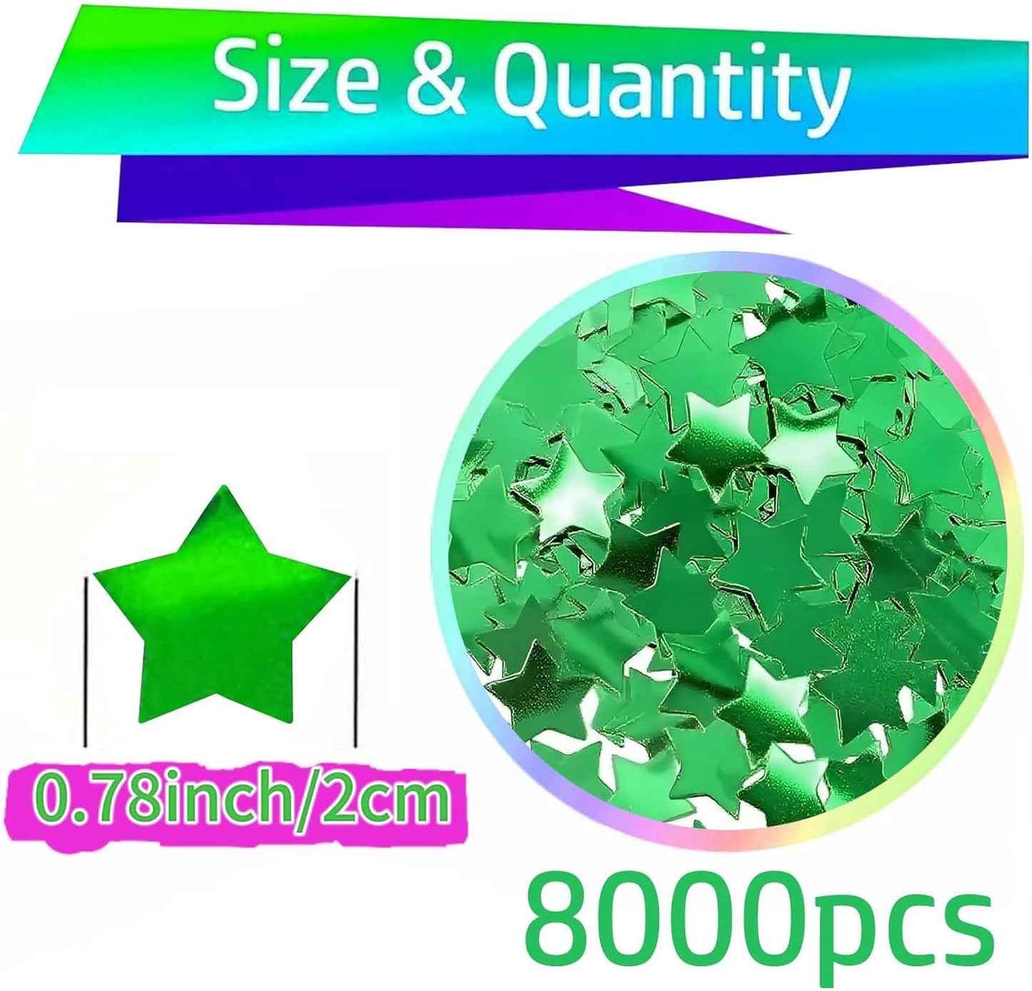 Rainbow Metallic Foil Star Confetti 0.78inch/2cm 8000PCS Table Confetti for Party Birthday Decoration or Filled Balloons