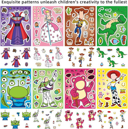 24 Sheets Cool Monster Sticker Cute Cartoon Charaters Make Your Own Sticker, Make a Face Stickers Party Favors Activities Gifts (c)