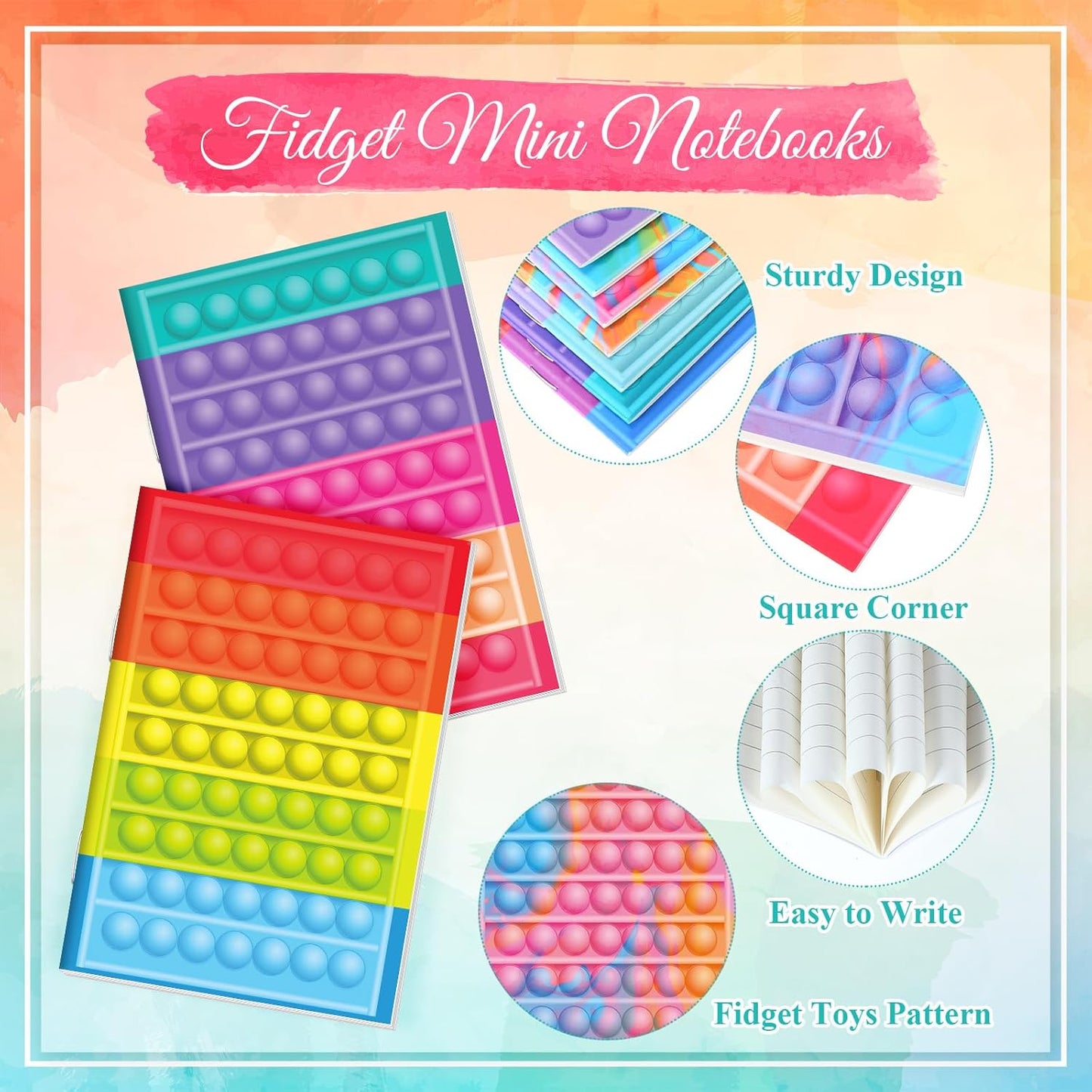 50 Pcs Mini Notebooks 4.92 x 3.35 Inch Small Pocket Notebooks Lined Notepad Portable for Students Office Notebook for Birthday Party Favors, 10 Styles Patterns