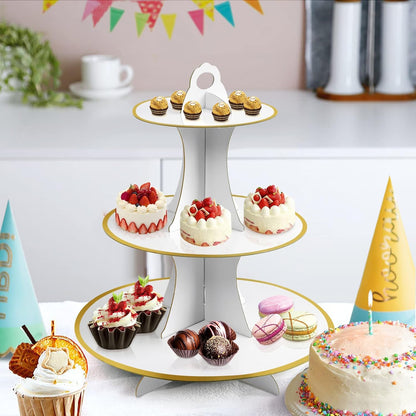 Soleebee 3-Tier Round Cupcake Stand, Cardboard Cupcake Tower, Dessert Cup Cake Stand Tower for Birthday Wedding Party Decoration, Cupcake Tier Stand 1 Set (Hot Pink)