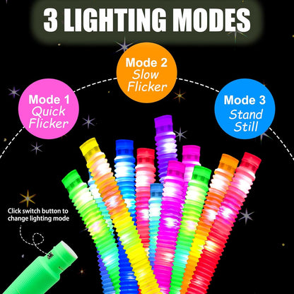 UrChoice Glow Sticks,8PCS LED Pop Tubes Party Favors,Glow Necklaces Bracelets, Light up Camping Toys ,Imaginative Play,Birthday Wedding Decorations,Tons of Ways to Play