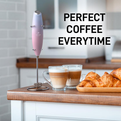 Zulay Kitchen Powerful Milk Frother Wand With Duracell Batteries - Ultra Fast Handheld Drink Mixer - Electric Whisk Foam Maker for Coffee, Lattes, Cappuccino & Matcha - Z1 Motor - Black - Colors A
