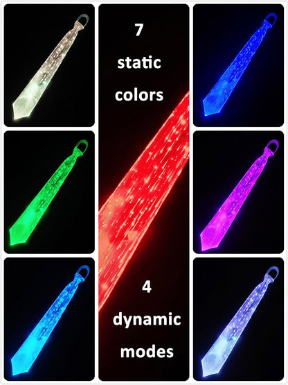 LED Neck Ties for Men Party Fiber Optic Light Up Necktie Bar Rave Funny Glow Clothes Accessories for Adults Women