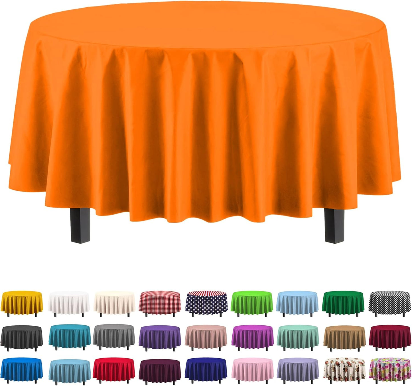 12-Pack Premium Plastic Tablecloth 54in. x 108in. Rectangle Table Cover - Dark Blue - Colors B