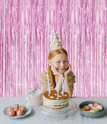 i-CHONY 2 Pcs 3.2ft x 8.2ft Champagne Gold Metallic Tinsel Foil Fringe Curtains Photo Booth Backdrop for Baby Shower Birthday Wedding Holiday Celebration Bachelorette Party Decorations