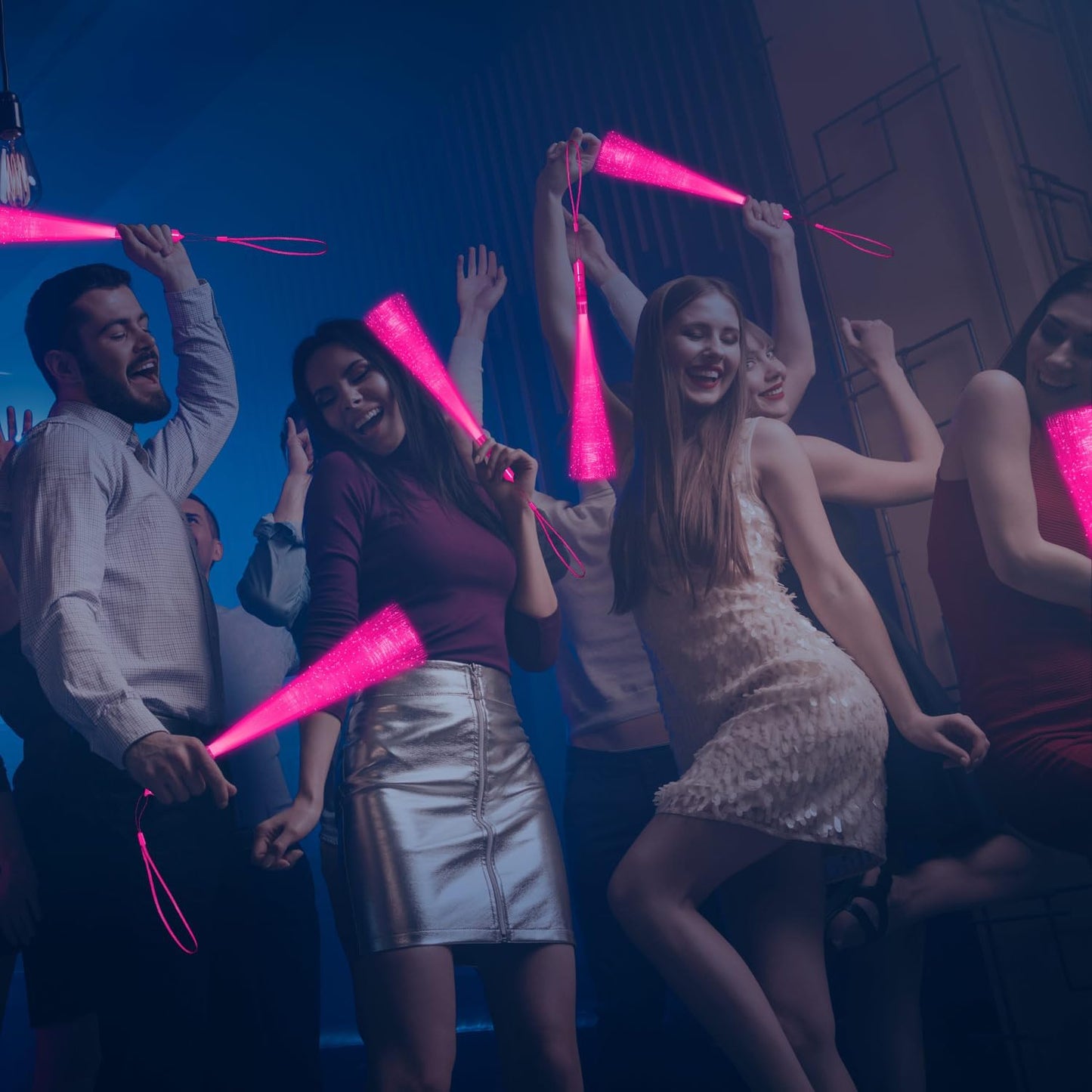 12 Pack Blue Glow Fiber Optic Wands Bulk Light Up Wand Glow Sticks with 3 Light Modes for Mardi Gras Carnival 4th of July Halloween Bar Concert Birthday Party Favors