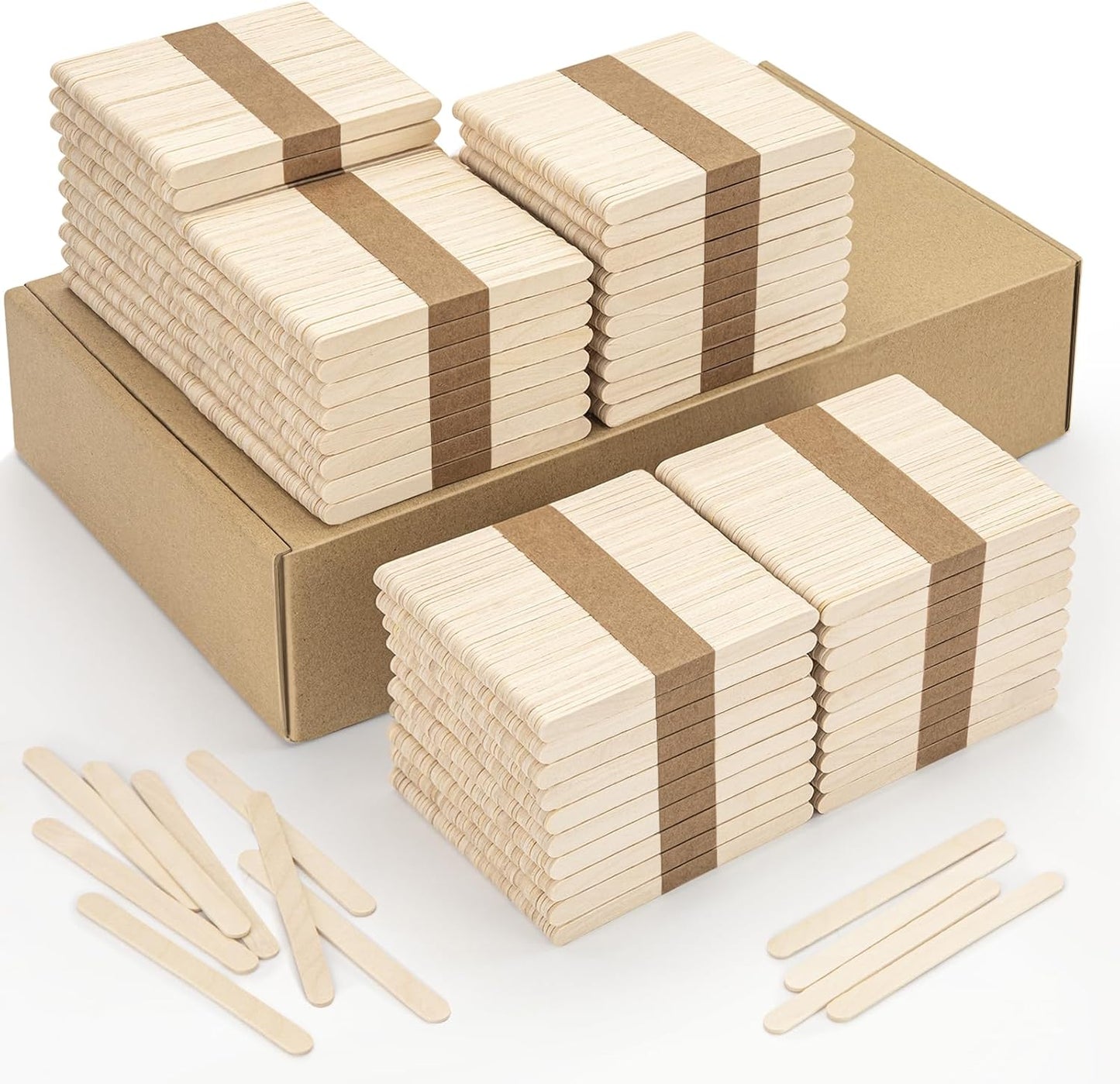 WISYOK 240 Pcs Natural Wood Craft Sticks, Popsicle Sticks, Lolly Sticks for Crafts 4.5 Inch, Ideal for Homeschool Arts and Crafts, Waxing Supplies, Classroom Art Supplies