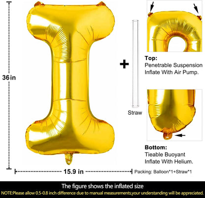 Lovoir 40 Inch Large Gold Letter A Balloons Big Size Jumbo Mylar Foil Helium Balloon for Birthday Party Celebration Decorations Alphabet Gold A