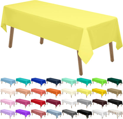 PARTY ULYJA White Plastic Tablecloths 2 Pack Disposable Table Covers 54 x 108 Inch Bridal Shower PEVA Vinyl Table Cloths for Picnic Birthday Wedding Banquet Parties 8 ft Rectangle Table Use