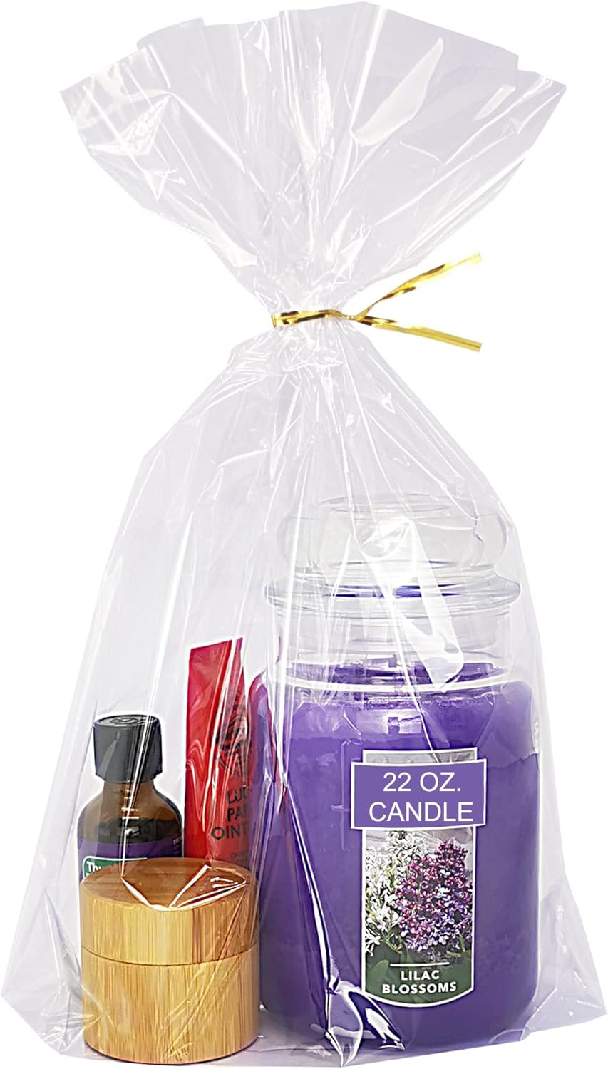 Wowfit 50 CT 8x11 inches Clear Bottom Gusset Cellophane Treat Bags with 6" Gold Twist Ties, Cello Packaging for Mugs, Dessert, Muffins, Party Favors and Gift Wrapping