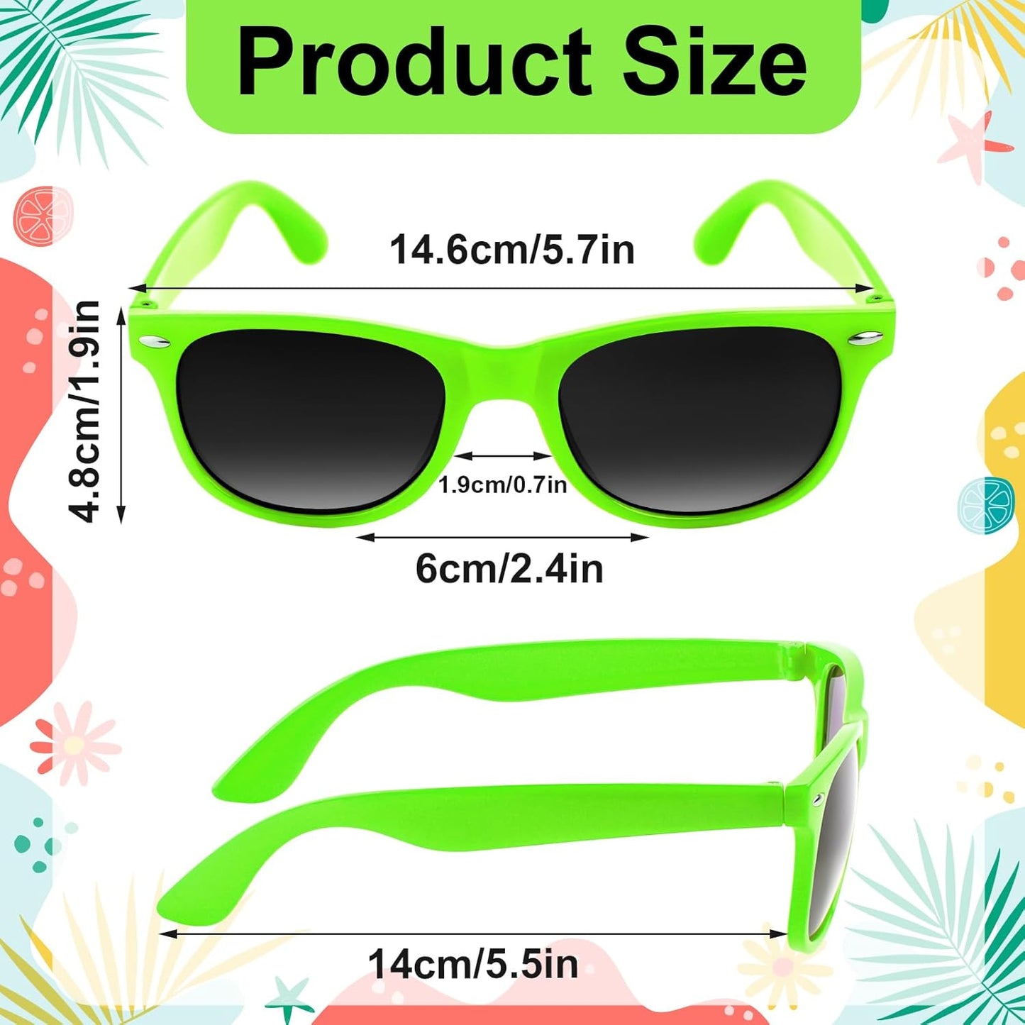 NEBURORA 6 Pack Black Sunglasses Bulk Retro Black Shades Party Sunglasses for Adult Men Women Summer Beach Party Accessories