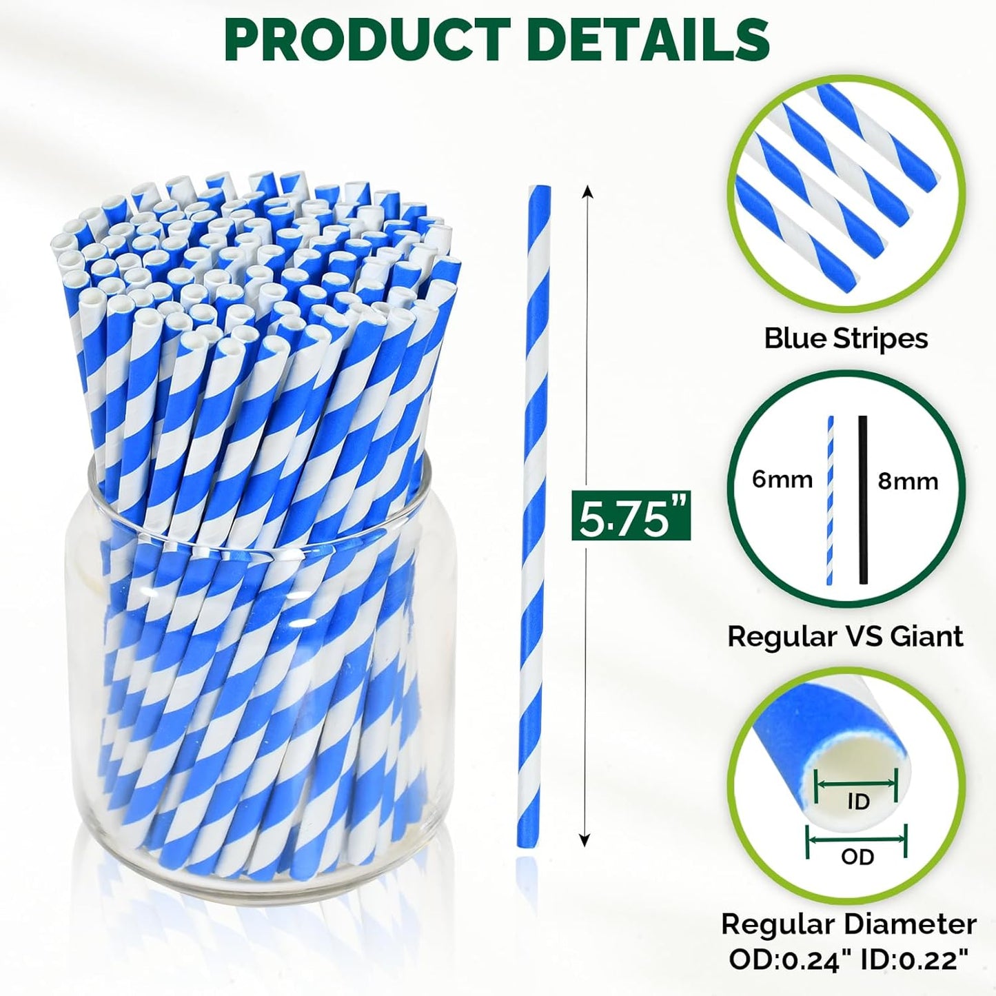 5.75 inch Orange Paper Cocktail Straws, Short Disposable Drinking Straws 500 Counts, Unwrapped - Compostable
