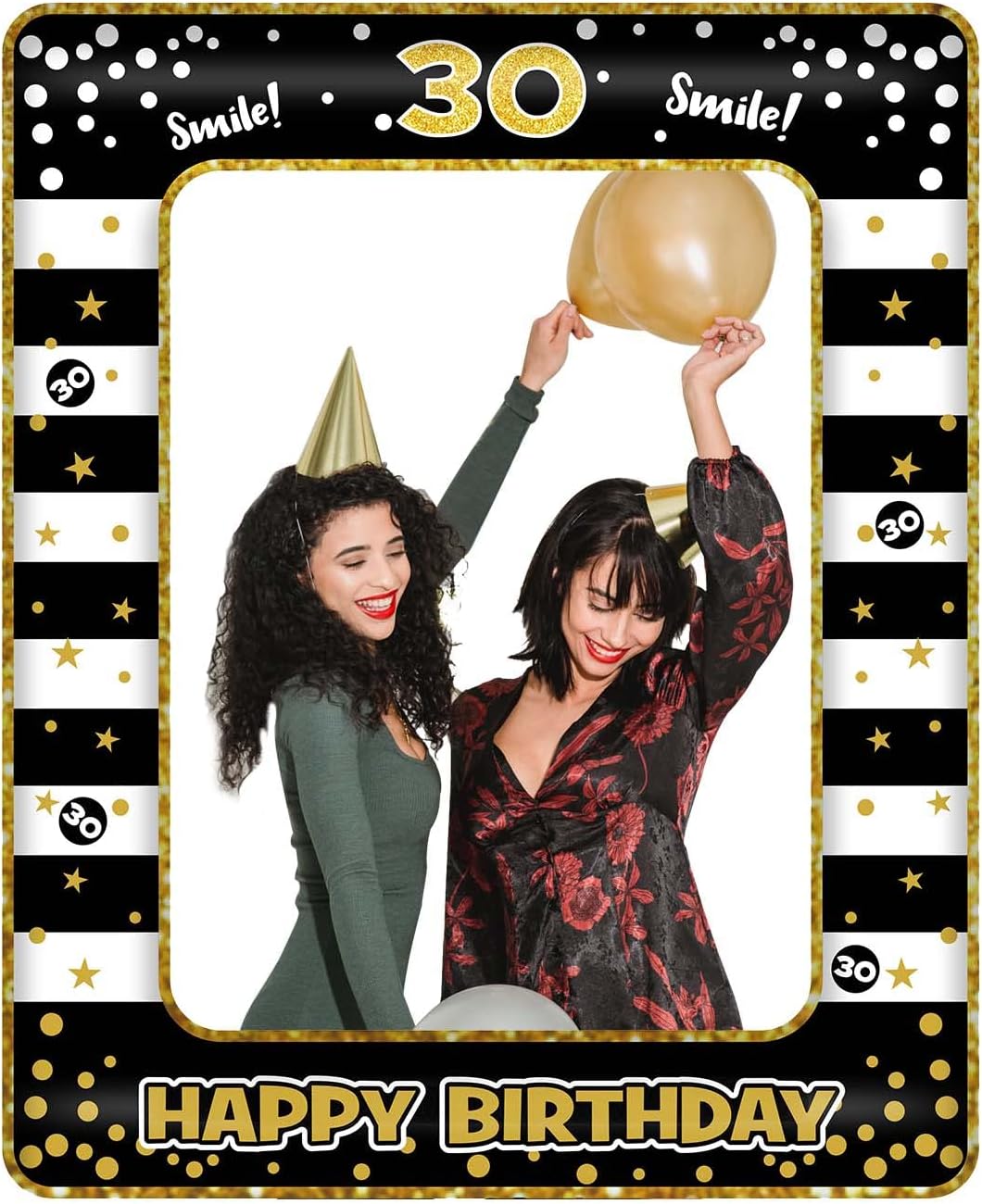 Andiker 40th Inflatable Birthday Selfie Frame, Black Gold Photo Booth Props Funny Picture Frame for Party Decorations