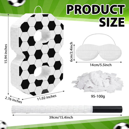 Gemscream Number 9 Soccer Piñata Bundle with Blindfold and Stick Small Piñata Party Decoration for Mexican Fiesta Cinco De Mayo School Anniversary Football Party Celebration Gift 15.75 x 11 x 2.8 in