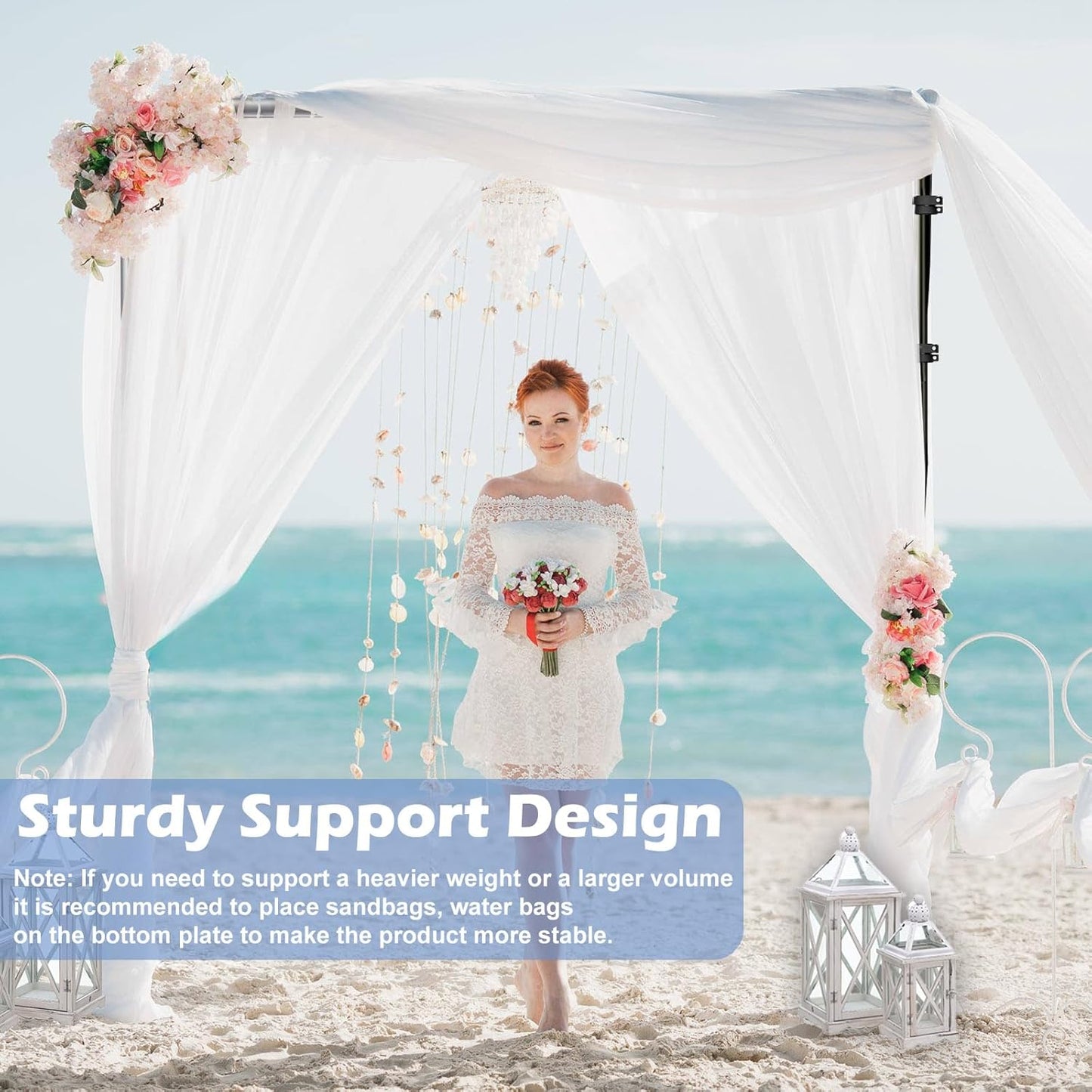 TOCRETOARE Heavy Duty Backdrop Stand, 10x10ft Pipe and Drape Backdrop Stand Kit with Adjustable Telescopic Poles Frame and Metal Base, Background Holder for Parties Wedding Birthday Photography Capacity of up to 22 lbs