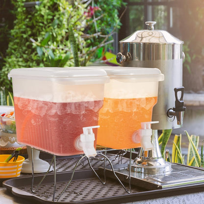Hoolerry 4 Pack 0.8 Gallon Drink Dispenser for Fridge with Spigot Plastic Beverage Dispenser for Juice Lemonade Iced Tea Water Refrigerator Drink Container for Parties