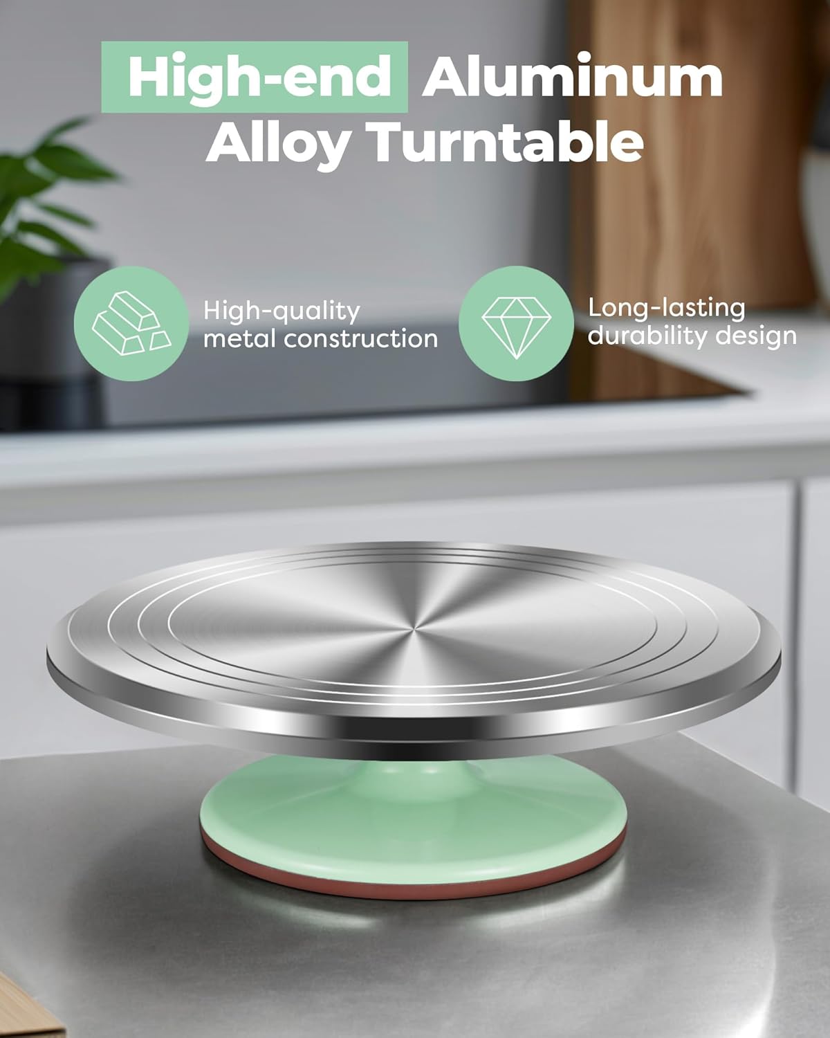 Kootek Aluminium Alloy Revolving Cake Stand 12 Inch Rotating Cake Turntable for Cake, Cupcake Decorating Supplies for Mother's Day