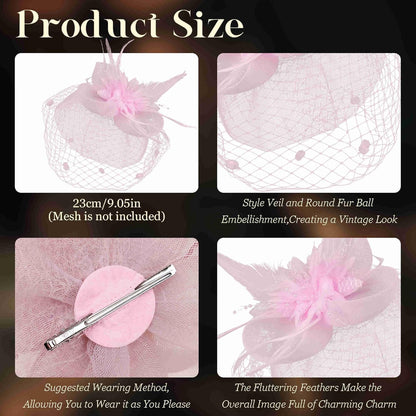 Fascinators Hats for Women Tea Party Hat Feather Mesh Headband Vintage Lace Cocktail Headwear Veil Hair Clip Church