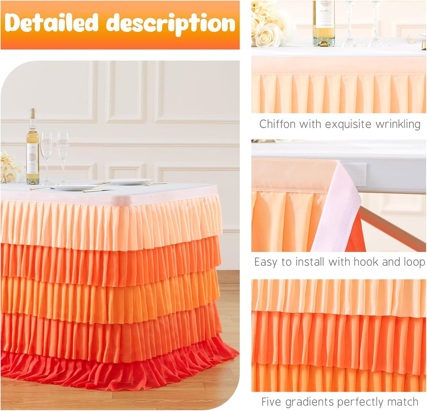 Pastel Rainbow Table Skirt Ruffle Party Tablecloth for Rectangle Table 6ft Birthday Party Baby Shower