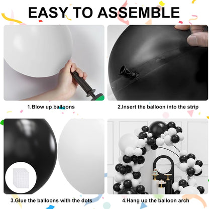 Black and Gold Balloons Garland Arch Kit, 134pcs Black and Metallic Gold Balloons with Different Size for 2026 Graduation Decorations, New Year, Birthday, Anniversary Party Decorations