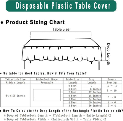 PARTY ULYJA White Plastic Tablecloths 2 Pack Disposable Table Covers 54 x 108 Inch Bridal Shower PEVA Vinyl Table Cloths for Picnic Birthday Wedding Banquet Parties 8 ft Rectangle Table Use