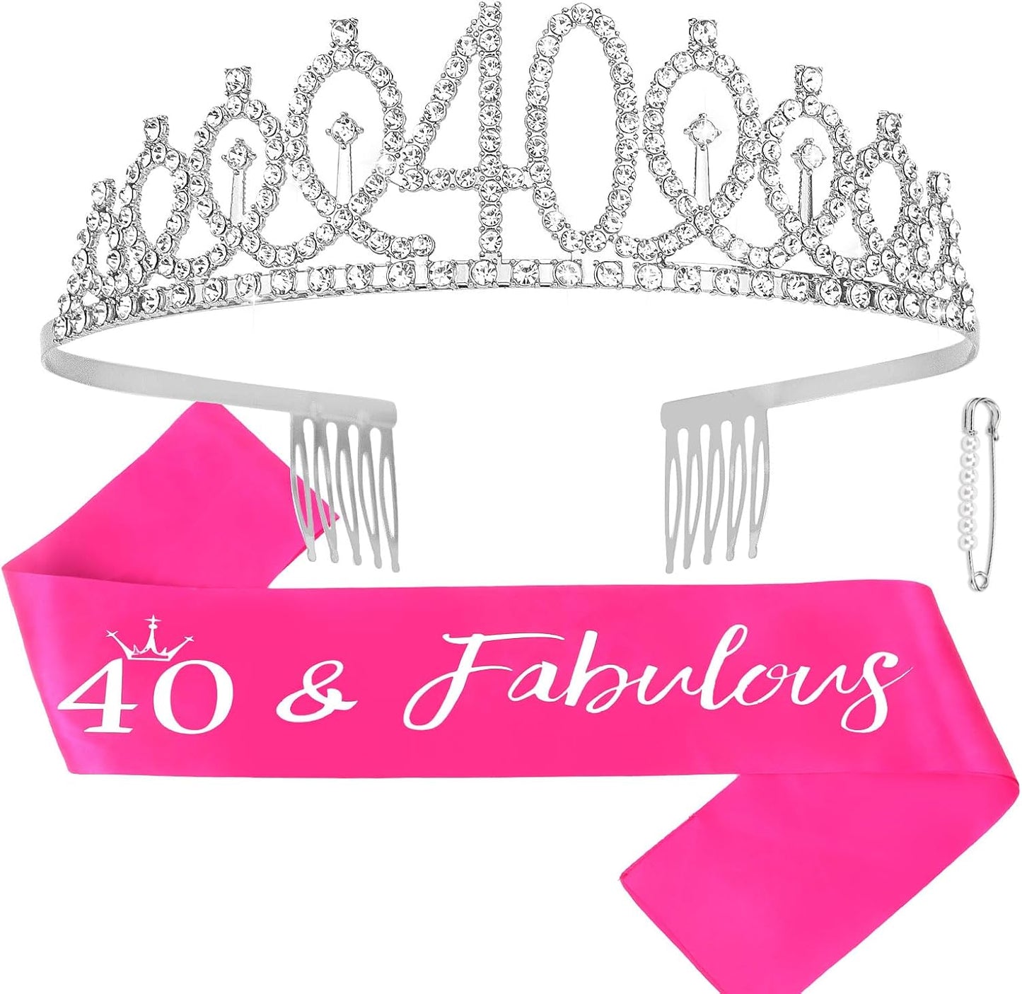 CAVETEE Silver Birthday Crown for Girls Birthday Decorations Birthday Gifts for Women and Girls