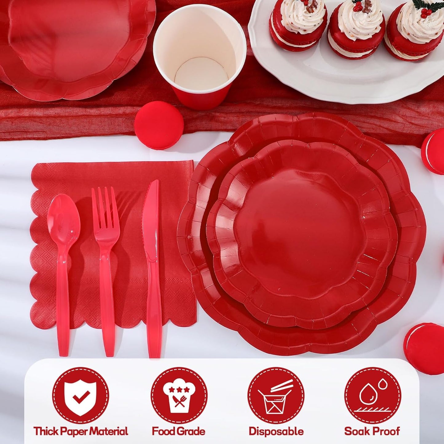 NatNarr 175 Pcs Sage Green Plates and Napkins Set, 25 Guest Sage Green Party Supplies Include Scalloped Paper Plate Napkin Cup Forks Knives Disposable Plastic Cutlery for Wedding Baby Shower Birthday