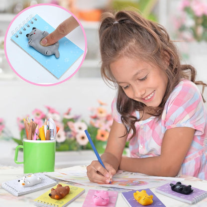 Epakh 24 Packs Mini Cute Animal Notebook Cat Party Favors Spiral Notebook with Squeeze Animal 2.4 x 3.9 Inch Pocket Journals Bulk with Squeeze Balls First Day of School Gifts(Cat)