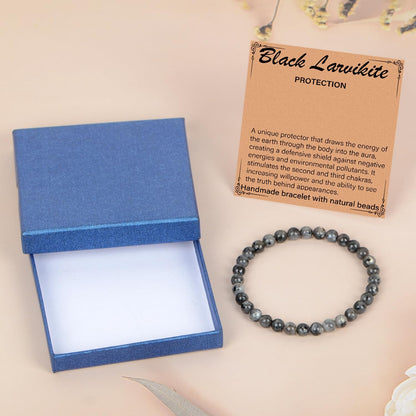 LPBeads Handmade Natural Gemstone Stretch Elastic Bracelet Healing Crystal Round Stone Beads Jewelry Gifts for Women Men