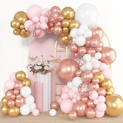 Amandir 153pcs Pink Purple Balloon Garland Arch Kit, Different Sizes 18 12 10 5 inch Pink Purple Red Latex Metallic Confetti Purple Balloons for Girl Women Birthday Bridal Baby Shower Party Decoration