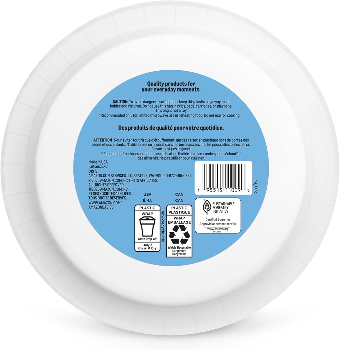 Amazon Basics Ultra Paper Plates, 10 Inch, Disposable, 100 Count, Packaging May Vary