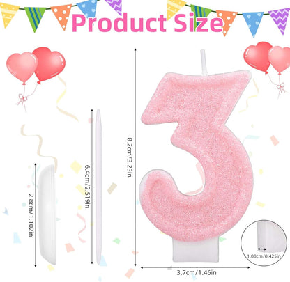 Pink Number One Birthday Candles, Romantic Cake Glitter Pink Number 1st Candles Anniversary Cake First Topper Decoration Cute Birthday Party Supplies for Wedding Anniversary Celebration Supplies (1)