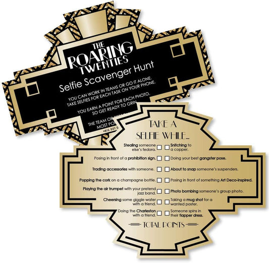Big Dot of Happiness Roaring 20's - Selfie Scavenger Hunt - 1920s Art Deco Jazz Party Game - Set of 12