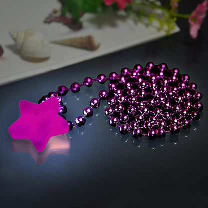 6 Pack Clear LED Glow Star Necklace Bulk Beaded Necklaces for Halloween Christmas Decorations Mardi Gras Party Favors