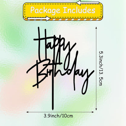DIY Happy birthday Cake Topper Black Acrylic