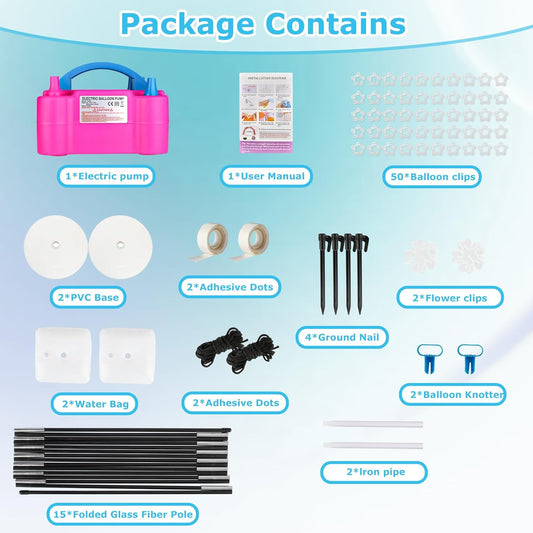 Balloon Arch Kit with Balloon Pump Electric, Improved Balloon Arch Stand with Base for Floor Gender Reveal Wedding Birthday Graduations Party Decorations
