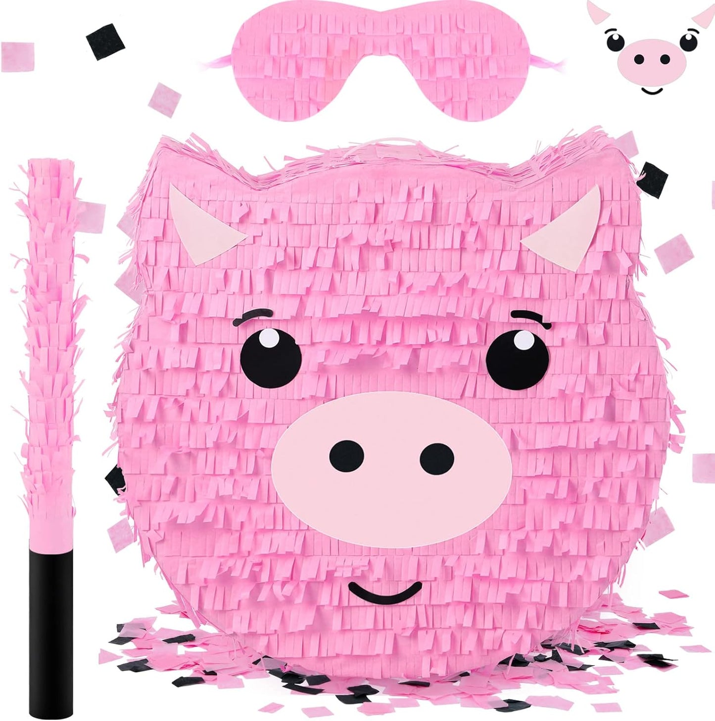 Deekin Large Carnival Piñata Stick with Blindfold Confetti Set Circus Tent Piñata for Birthday Carnival Theme Party Decorations Gaming Holiday Celebration Game Supply