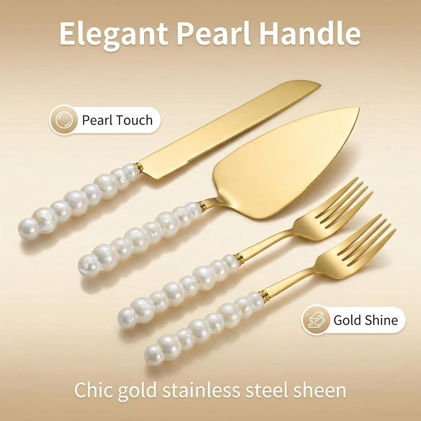 4 Pcs Gold Wedding Cake Cutting Set Cake Cutting Set for Wedding, Gold Cake Knife and Server Set, Ideal for Bridal Shower & Engagement Celebrations