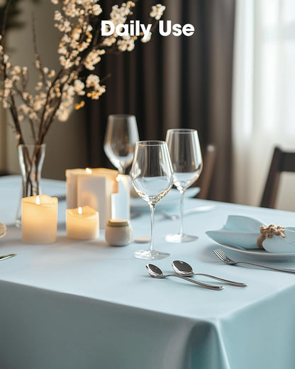 Pureegg Plastic Table Cloth Disposable 6 Pack, 54 x 108 Inch Table Cloths, Party, Picnic, Wedding, Decorative Tablecloths, Rectangle, White Plastic Cover, Waterproof, White