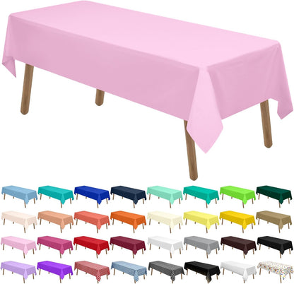 PARTY ULYJA White Plastic Tablecloths 2 Pack Disposable Table Covers 54 x 108 Inch Bridal Shower PEVA Vinyl Table Cloths for Picnic Birthday Wedding Banquet Parties 8 ft Rectangle Table Use