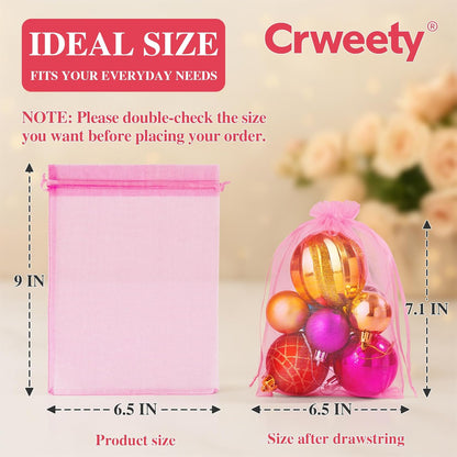 Crweety 50 Pcs Organza Bags 6x9 Inch White, Large Mesh Gift Bags Drawstring, Jewelry Pouches Treat Sachet Goodie Mesh Bag Drawstring for Wedding Party Favors Baby Shower & Mothers Day Gifts