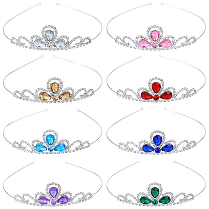 inSowni 8 Pieces Silver Metal Glitter Waterdrop Rhinestone Princess Crown Headbands Tiaras Wedding Birthday Party Prom Headpieces for Women Brides Bridesmaids