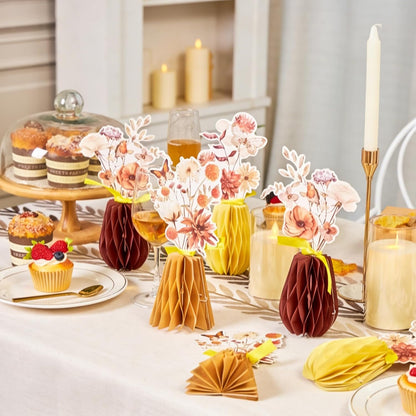 SUNBEAUTY 9PCS Spring Wildflower Party Decorations Wild Flowers Honeycomb Centerpieces for Tables Wildflower Birthday Spring Flower Theme Party Decorations for Garden Baby Shower, Easter, Mothers Day