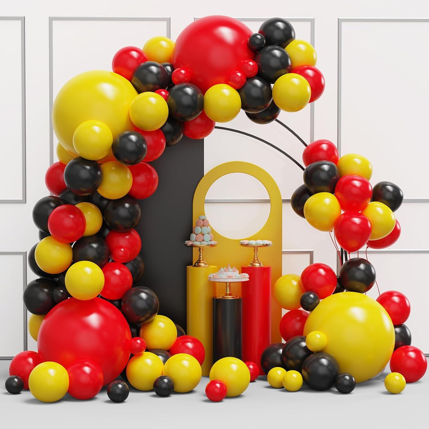 Black and Gold Balloons Garland Arch Kit, 134pcs Black and Metallic Gold Balloons with Different Size for 2026 Graduation Decorations, New Year, Birthday, Anniversary Party Decorations